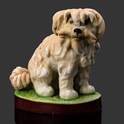 Статуэтка "Болонка", бисквит, роспись, Фарфоровая фабрика Гарднера, Российская империя 