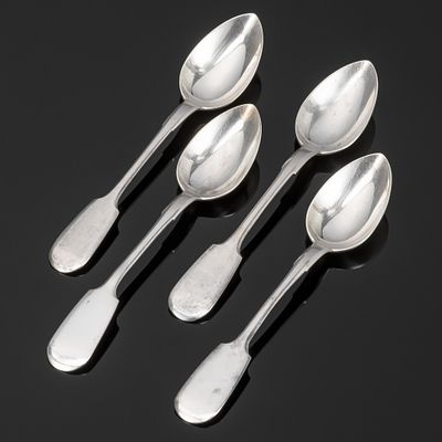 Набор из 4 чайных ложек, серебро 84 пробы, Российская империя, 1908-1917 гг. Страна: Российская 