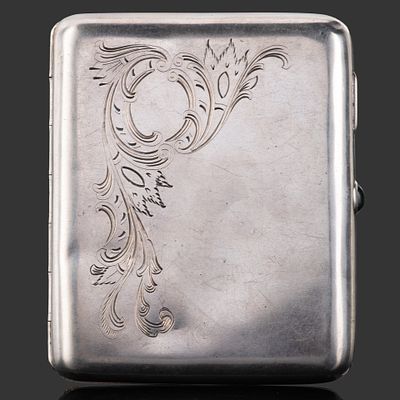 Портсигар, серебро 875 пробы, гравировка, Киевская ювелирная фабрика, СССР, 1927-1958 гг. Страна 