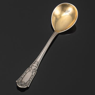 Ложка чайная, серебро 875 пробы, золочение, Таллинский ювелирный завод, СССР, 1958 г. Страна: 