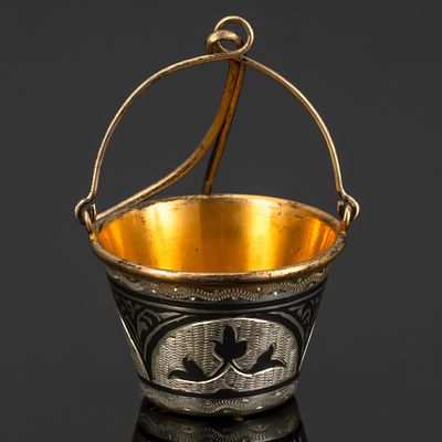 Ситечко для чая, серебро 875 пробы, чернь, золочение, СССР, 1950-1980 гг. Страна: СССРГод: 