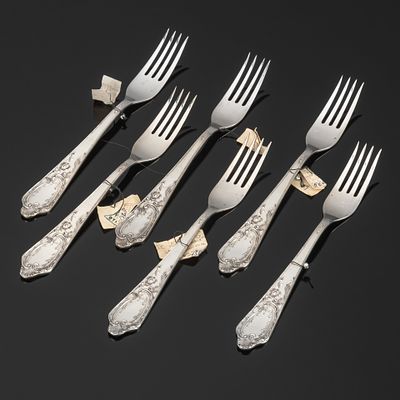 Набор вилок на 6 персон, серебро 875 пробы, СССР, 1970-1980 гг. Страна: СССРГод: 