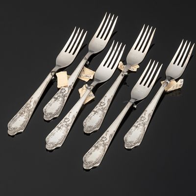 Набор вилок на 6 персон, серебро 875 пробы, СССР, 1970-1980 гг. Страна: СССРГод: 