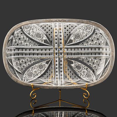 Блюдо "Русский камень", 5 Артель, серебро 84 пробы, хрусталь, гранение, 1908-1917 гг. Год: 