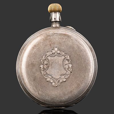 Часы карманные трехкрышечные, с дополнительной малой секундной стрелкой, №370836, серебро 84 