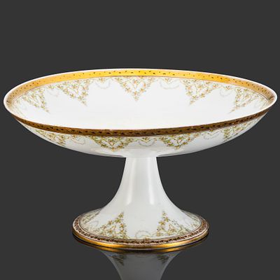 Фруктовница с цветочно-растительным орнаментом, фарфор, деколь, золочение, Товарищество М.С. 