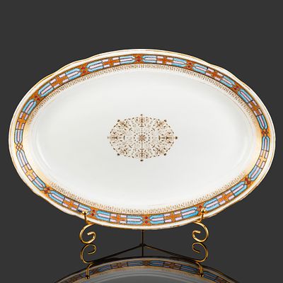 Блюдо большое, фарфор, роспись, эмаль, золочение, Товарищество М.С. Кузнецова в Вербилках (г. 