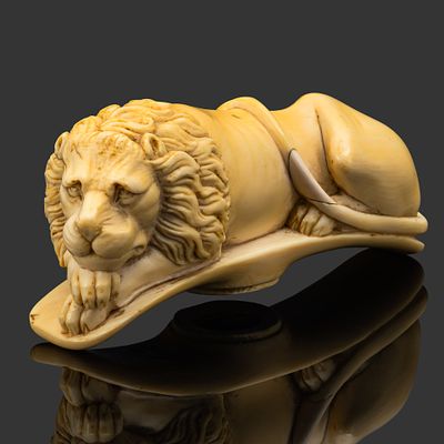 Навершие (ручка) трости в виде льва, кость, резьба, Российская империя, 1880-1900 гг. Страна: 