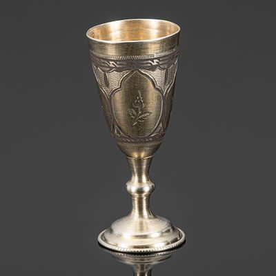 Рюмка, серебро 875 пробы, чернь, резьба, золочение, СССР, 1950-1970 гг. Год: 1950-1970Материал: 