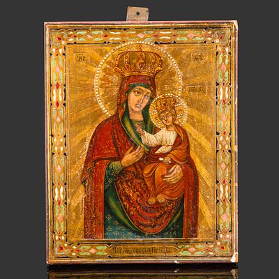 Икона Богоматери "Черниговская", дерево, левкас, темпера, золочение, цировка, Российская 