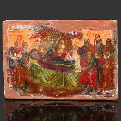 Икона "Успение Пресвятой Богородицы", дерево, темпера, Российская империя, 1880-1915 гг. Год: 