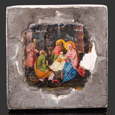Икона "Рождество Христово", дерево, темпера, Российская империя, 1800-1850 гг. Год: 