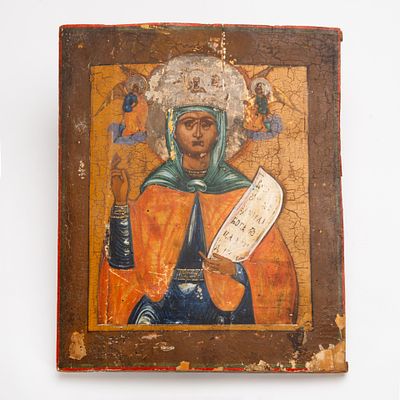 Икона "Великомученица Параскева Пятница", дерево, темпера, Российская империя, 1850-1980 гг. Год 