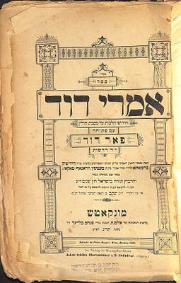 ספר אמרי דוד, חידושי רבי דוד שיק אבד"ק ברעזאווא - עותק חתום בחותם בן המחבר רבי יעקב שיק 