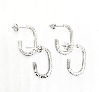 4 עגילי כסף 925 אוולי. 13.5 ממ 22 ממ