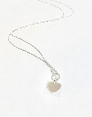 שרשרת כסף 925 עם תליון לב שטוח וסוגר טי. 45 סמ