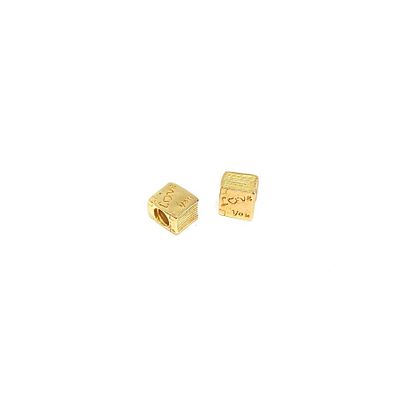 2 cube pendants 14k gold plated. 7.5 mm 5.7 mm