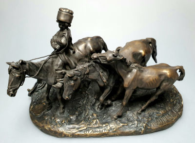 Казачок с табуном, по модели Лансере, бронза, коллекционная сохранность.