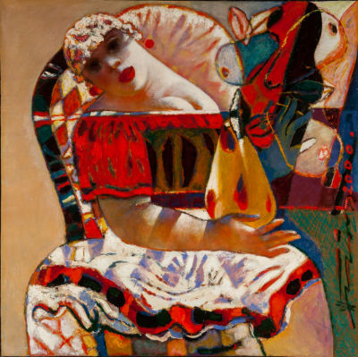 Николай Прокопенко. Среди груш, 2000, 90х90 см, холст, масло, подписана автором с обеих сторон. 