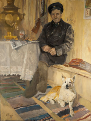 Белявский Альберт. Портрет лесника Ефимова, бывшего партизана. !974, 160х120 см, холст, масло 