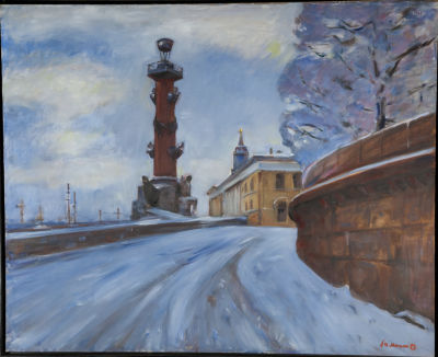 Олег Ломакин. Зимний Ленинград, 1970-е, 110х100 см, холст, масло, коллекционная сохранность. Ло 