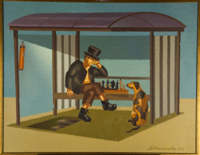 Владимир Овчинников. Остановка в пустыне, 2011, 70х90 см, холст, масло , подписана автором 