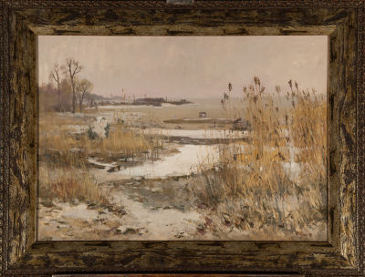 Владимир Кранц. Петродворец. У залива. 1965, 50х70 см, картон, масло, подписана автором 