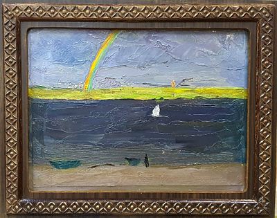 [1986, ленинградская щкола] Владимир Яркин. Радуга, 1986, 18х24, картон, масло, подписана и 
