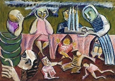 [1998, газоневщина] Юрий Медведев. Просмотр игр детской самодеятельности, 1998, 43х61 см 