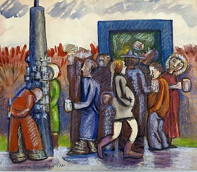 [1981, газоневщина] Юрий Медведев. Пивной ларек, из серии Пивной ларек, 1981, 50х59 см, бумага 