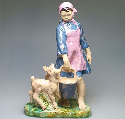 [1950е, ученица Дейнеки] Галина Чечулина. Девочка с козлятами, 1950-е г. С.Х.Ф. №1, марка в 