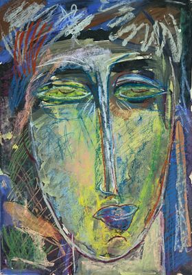 [1990-е] Неизвестный художник. Портрет, 42х29,7 см, бумага, смешанная техника, коллекционная 