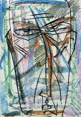 [1991] Неизвестный художник. Портрет, 1991, 42х29,7 см, бумага, смешанная техника, подпись 