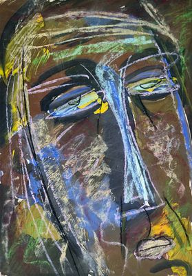 [1990-е] Неизвестный художник. Портрет, 1990е, 41,8х29,5 см, бумага, смешанная техника 