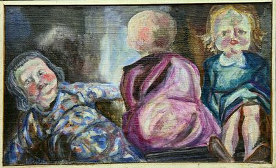 [1995, газаневщина] Игорь Иванов. Три куклы 1995, 42х63 см, холст, масло, подпись и датировка 