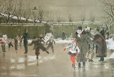 [1950-е] Вера Матюх. Первые шаги, 1950-е, 43х55 см, подпись автора в правом нижнем углу, мелкий 