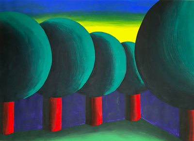 [2017] Олег Хвостов. Пейзаж, 2017, 42х59 см, бумага, гуашь, подпись и датировка автора на 