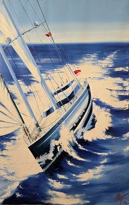 [2015] Марина Федорова. Морской пейзаж, 2015, 150х95 см, холст, масло, подпись и датировка 