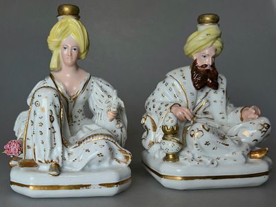 [1840] Флаконы, В. 13 см, [1840-е], Жакоб Пети [Jacob Petit], синяя фабричная марка 