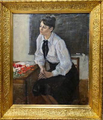 [1981] Неизвестный академический художник, Учительница, 1981, 61х50 см, холст, масло 