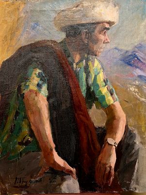 [1957] Михаил Труфанов. Чабан, 1957, 86х66 см, холст, масло, подпись и датировка автора 