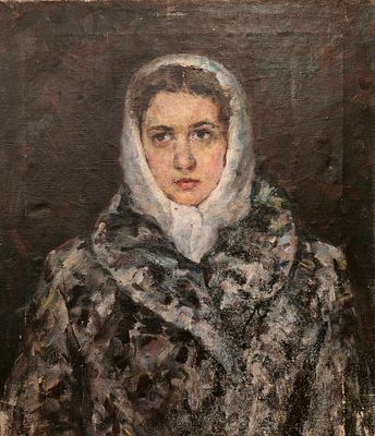 [1960-е] Неизвестный художник. Женский портрет, 1960-е, 65х57 см, холст, масло, без подписи 