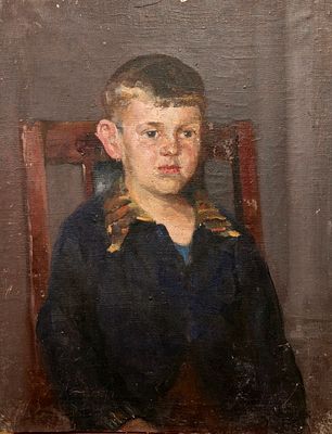 [1960-е] Неизвестный художник. Мальчик Серёжа, 1960-е, 60х48 см, холст, масло, без подписи 