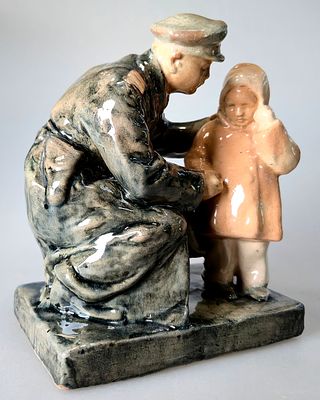 [1950-е] Михаил Седов. Потерялась, В.18,5 см, майолика, СХФ 1, Гжель, коллекционная сохранность.