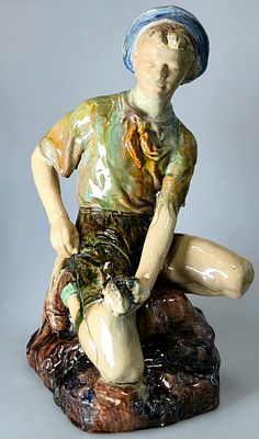 [1950е] Пантелей Ярымбаш. Юнный геолог, 1950е, В.44 см, Гжельский экспериментальный 