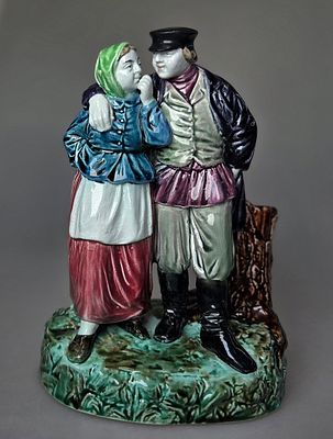 [до 1889, опубликовано] Подставка для зубочисток. Уговаривает. В.20 см, фаянс, фабричная марка 