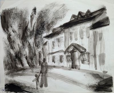 [2011] Геля Писарева. Пейзаж, 2011, 28,5х34,5 см, бумага, тушь, подпись и датировка автора в 