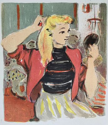 [1959] Вера Матюх. В парикмахерской, 1959, 62х46,5 см, авторская литография, коллекционная 