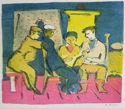 [1966] Вера Матюх. Парни, 1966, 46,5 х61,5 см, подпись автора, авторская литография 