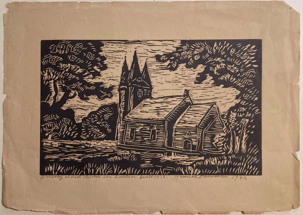 Lot 156: Swensson, Hannah - linocut, fair condition, overall